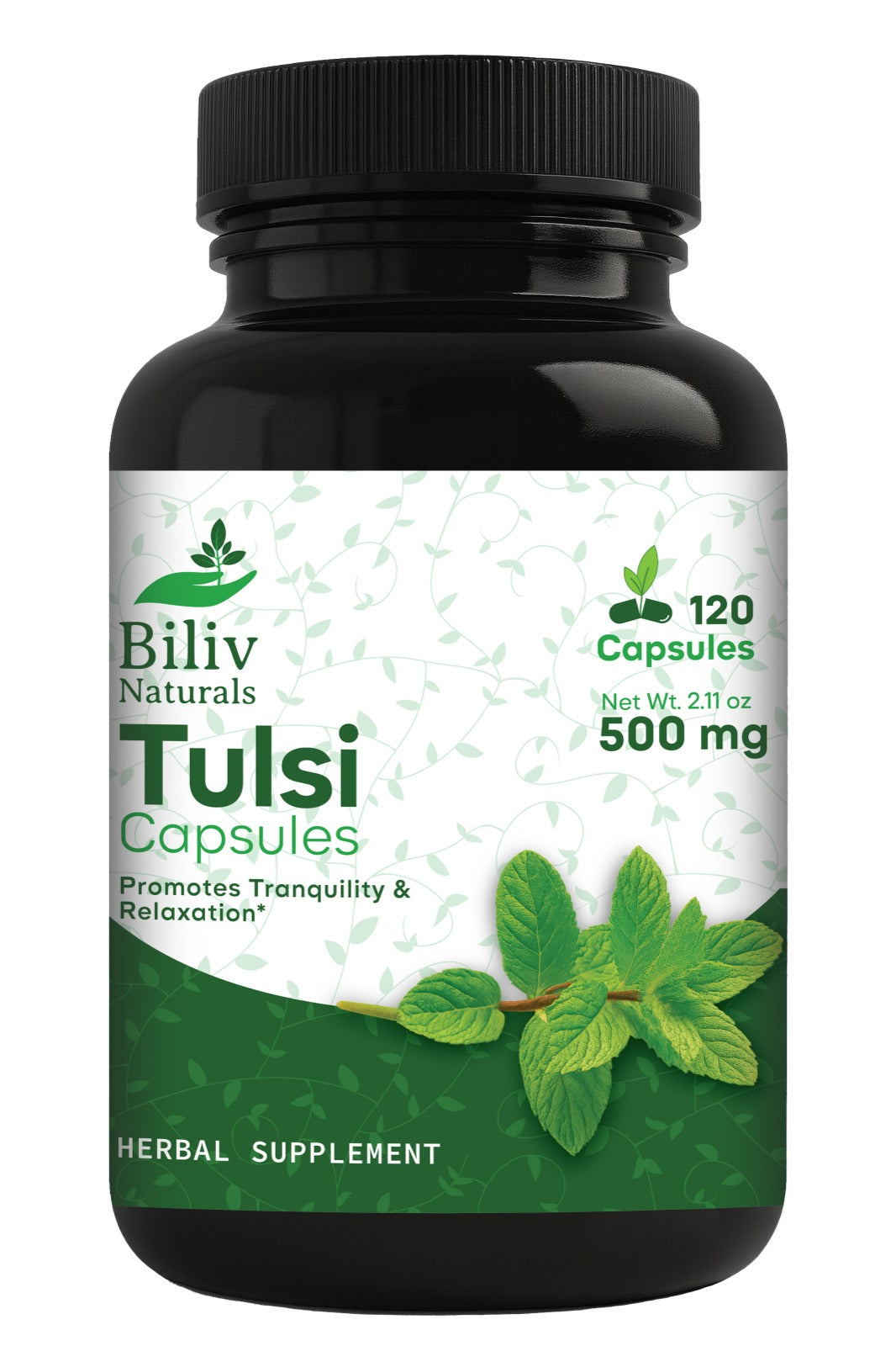 Biliv Naturals Tulsi Holy Basil Capsules bottle for a daily tulsi ritual article