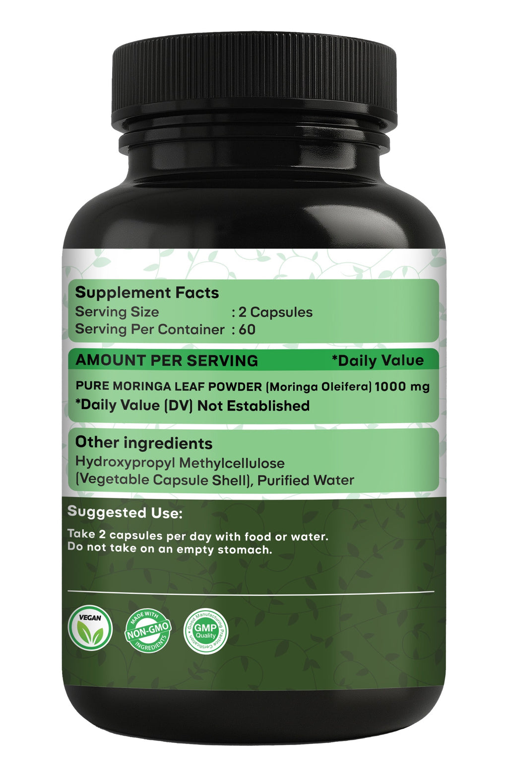 Moringa Leaf Capsules — 1000 mg Per Serving, 120 Count