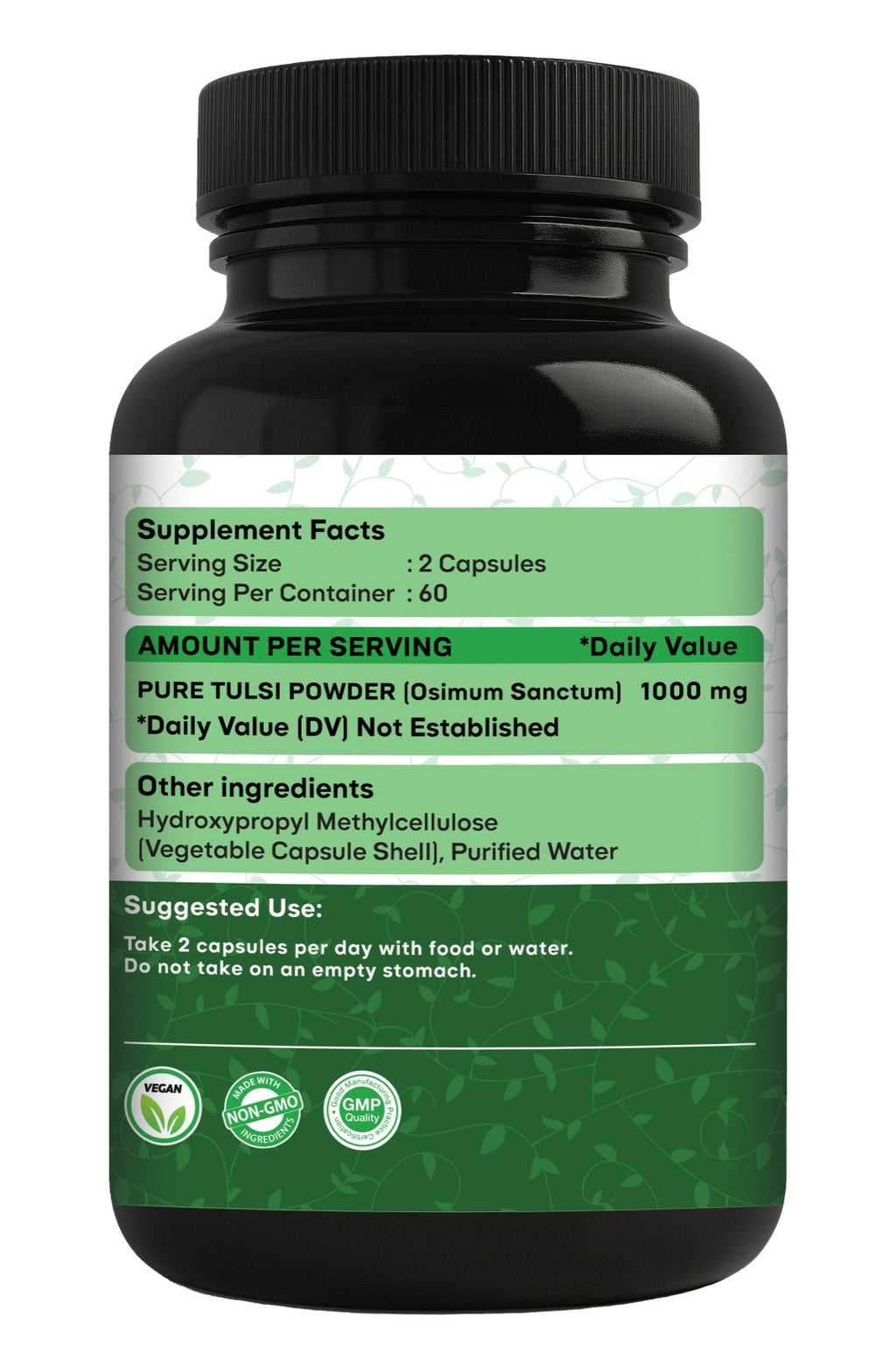 Tulsi (Holy Basil) Capsules — 1000 mg Per Serving, 120 Count