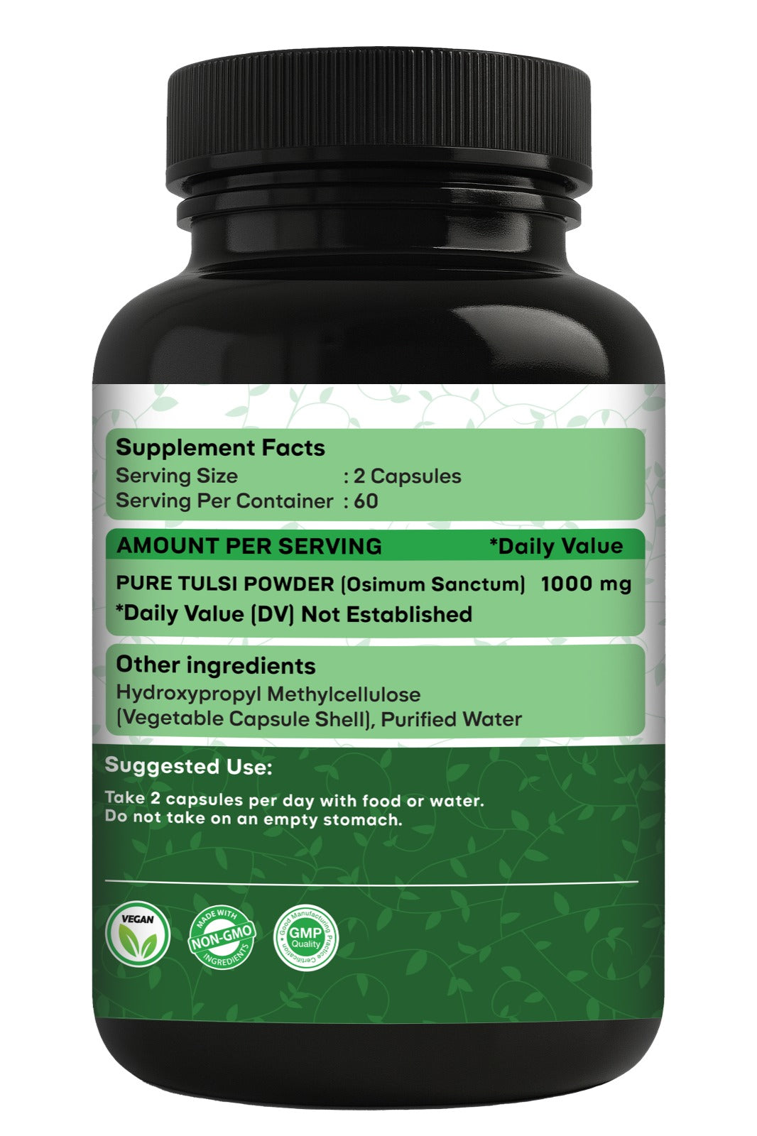 Tulsi (Holy Basil) Capsules — 1000 mg Per Serving, 120 Count