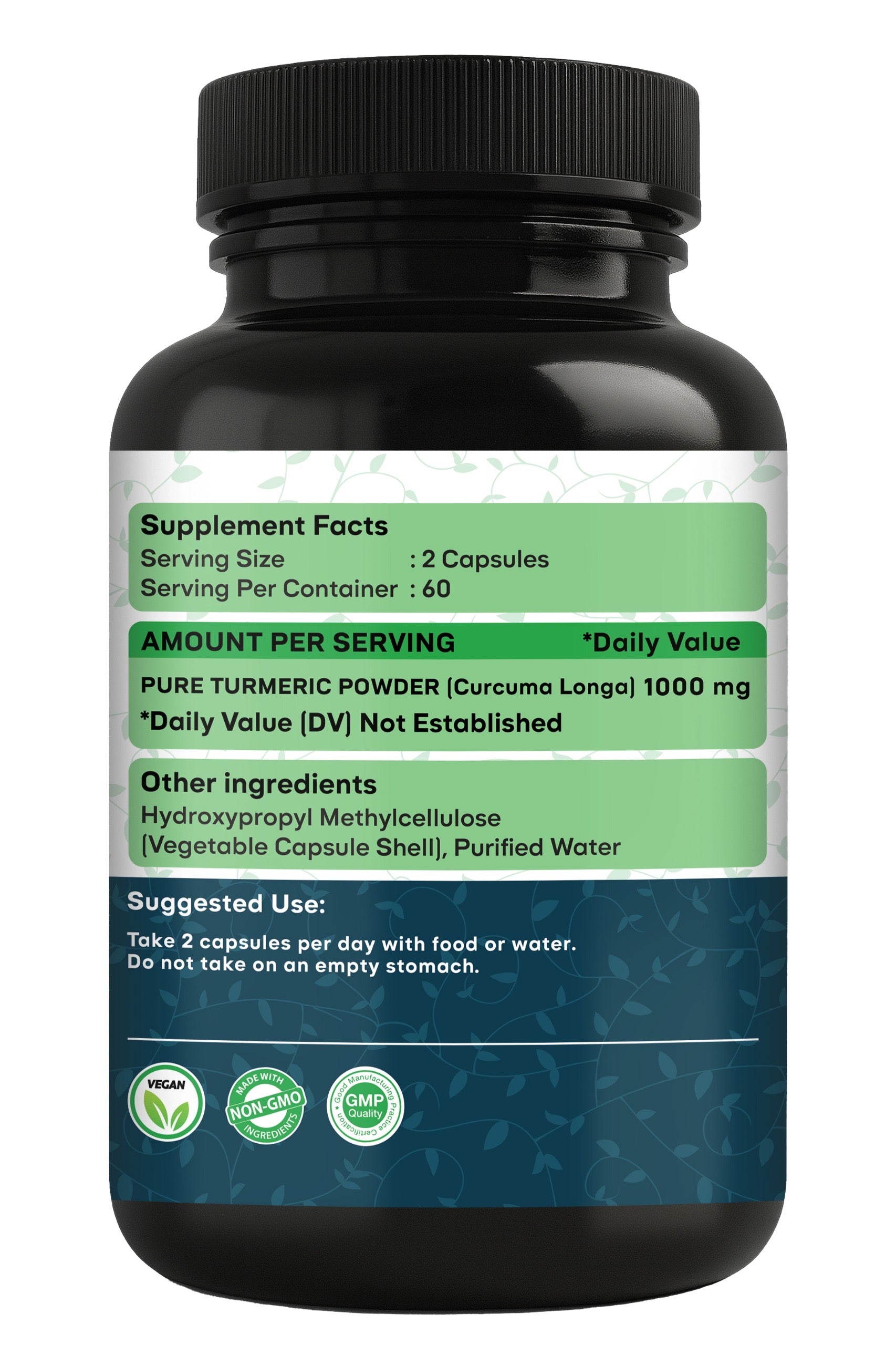 Turmeric Capsules — 1000 mg Per Serving, 120 Count
