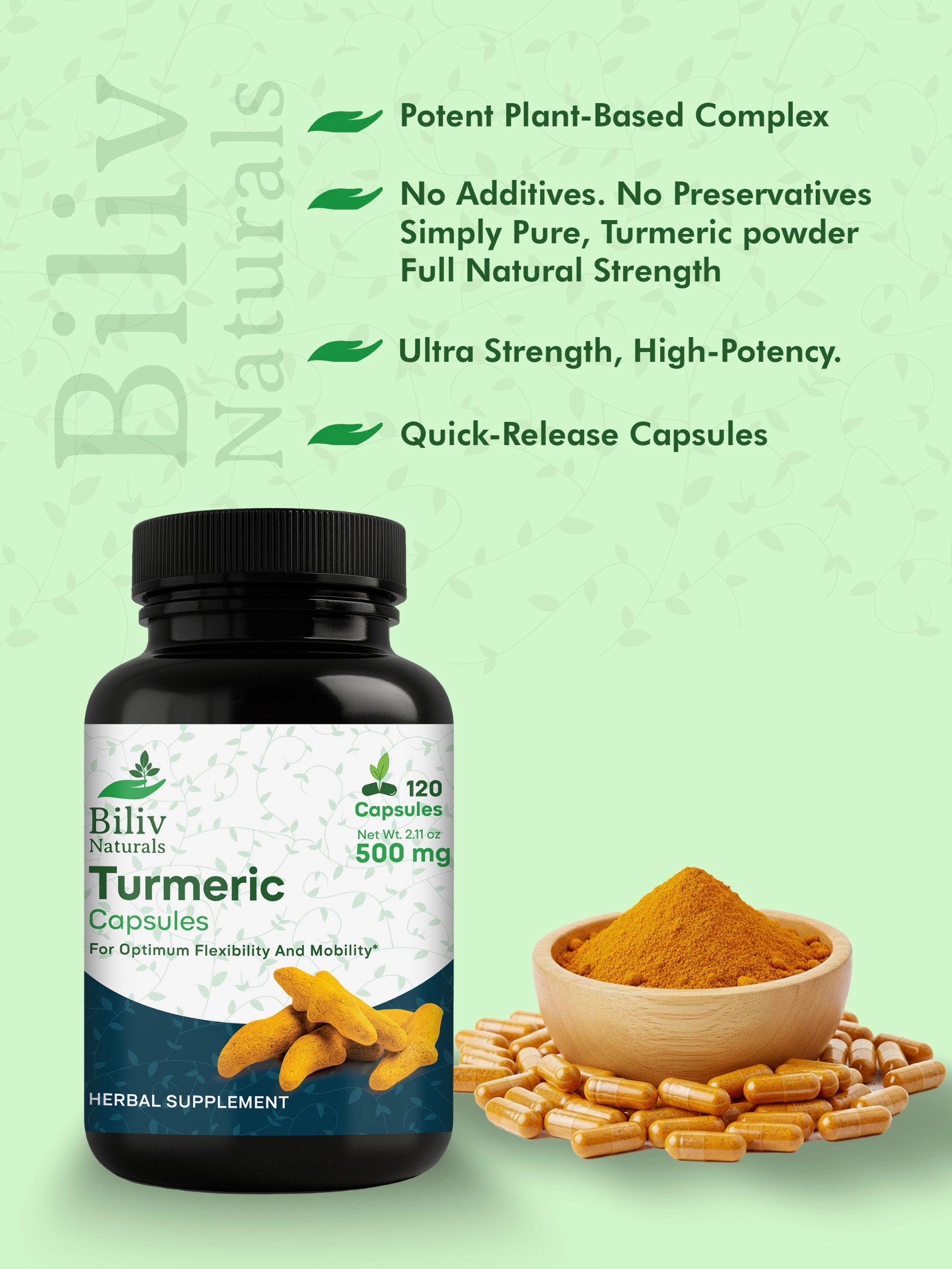 Turmeric Capsules — 1000 mg Per Serving, 120 Count