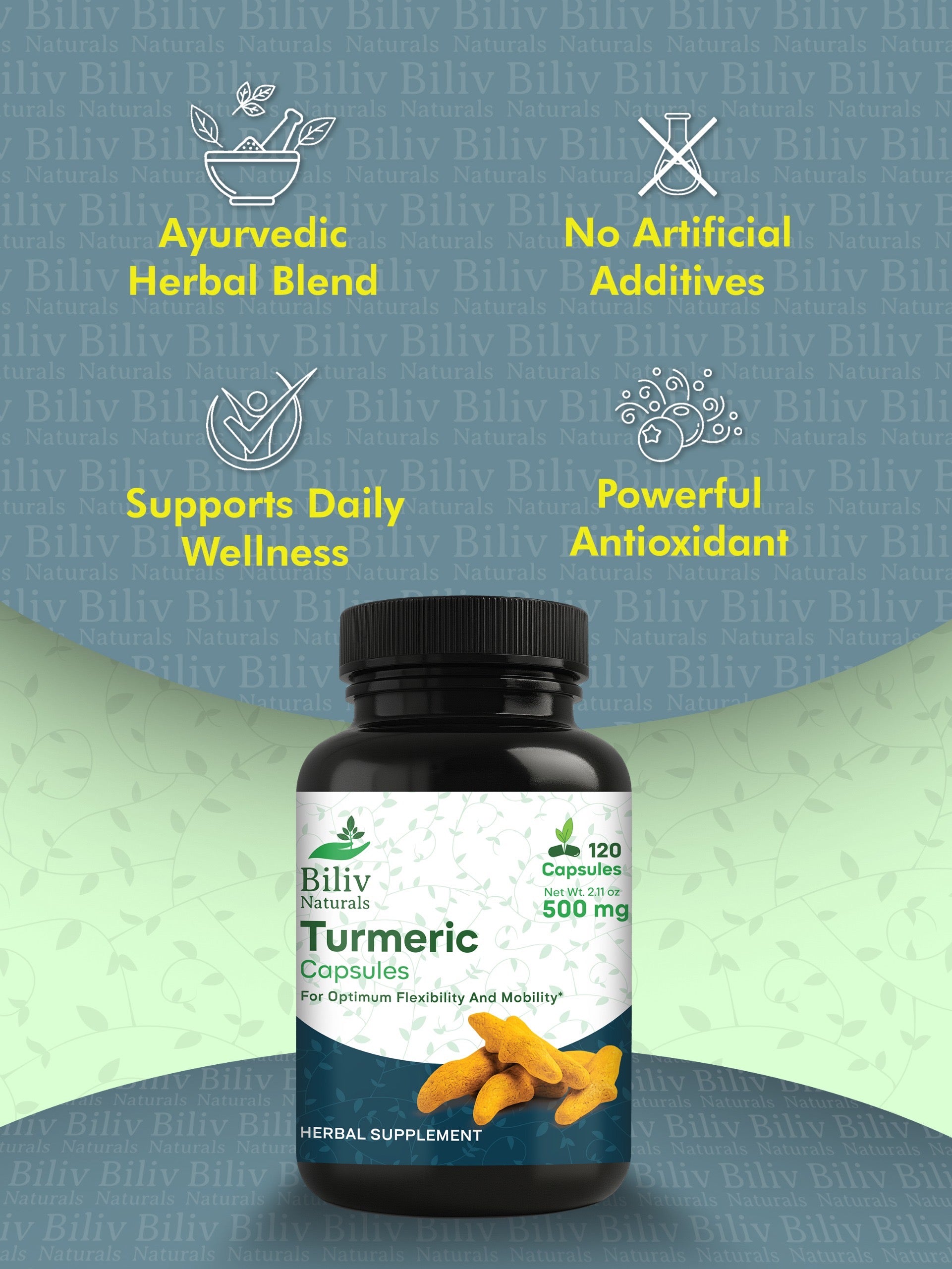 Turmeric Capsules — 1000 mg Per Serving, 120 Count