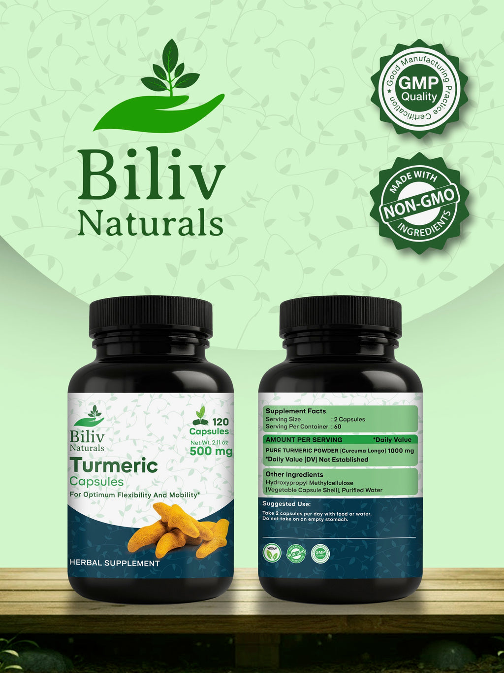 Turmeric Capsules — 1000 mg Per Serving, 120 Count