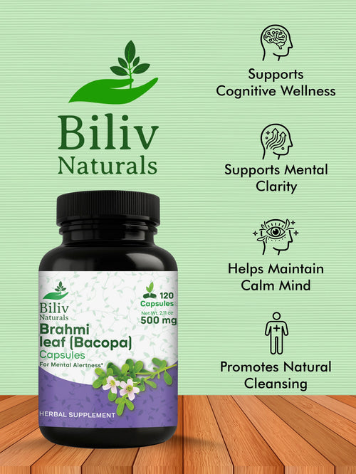 Brahmi Leaf (Bacopa Monnieri) Capsules — 1000 mg Per Serving, 120 Count