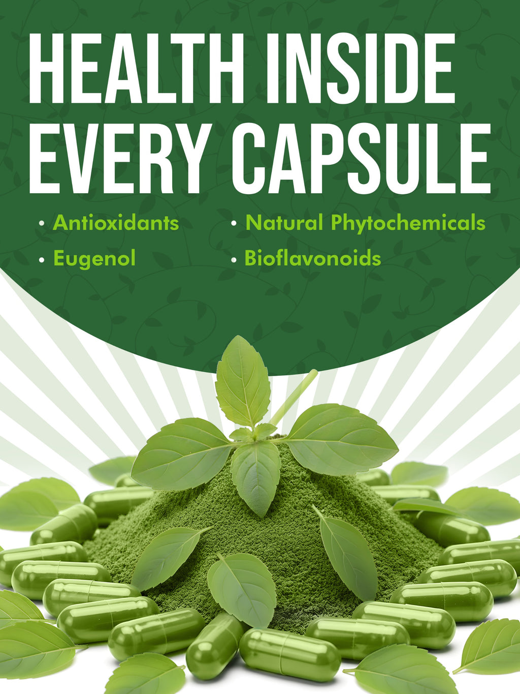 Tulsi (Holy Basil) Capsules — 1000 mg Per Serving, 120 Count